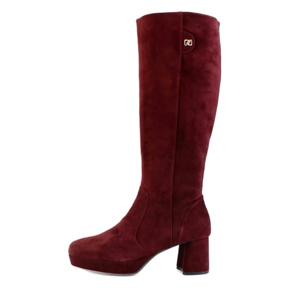Revolve suede burgundy stacked high heeled knee boots size 8.5 NWT NEW